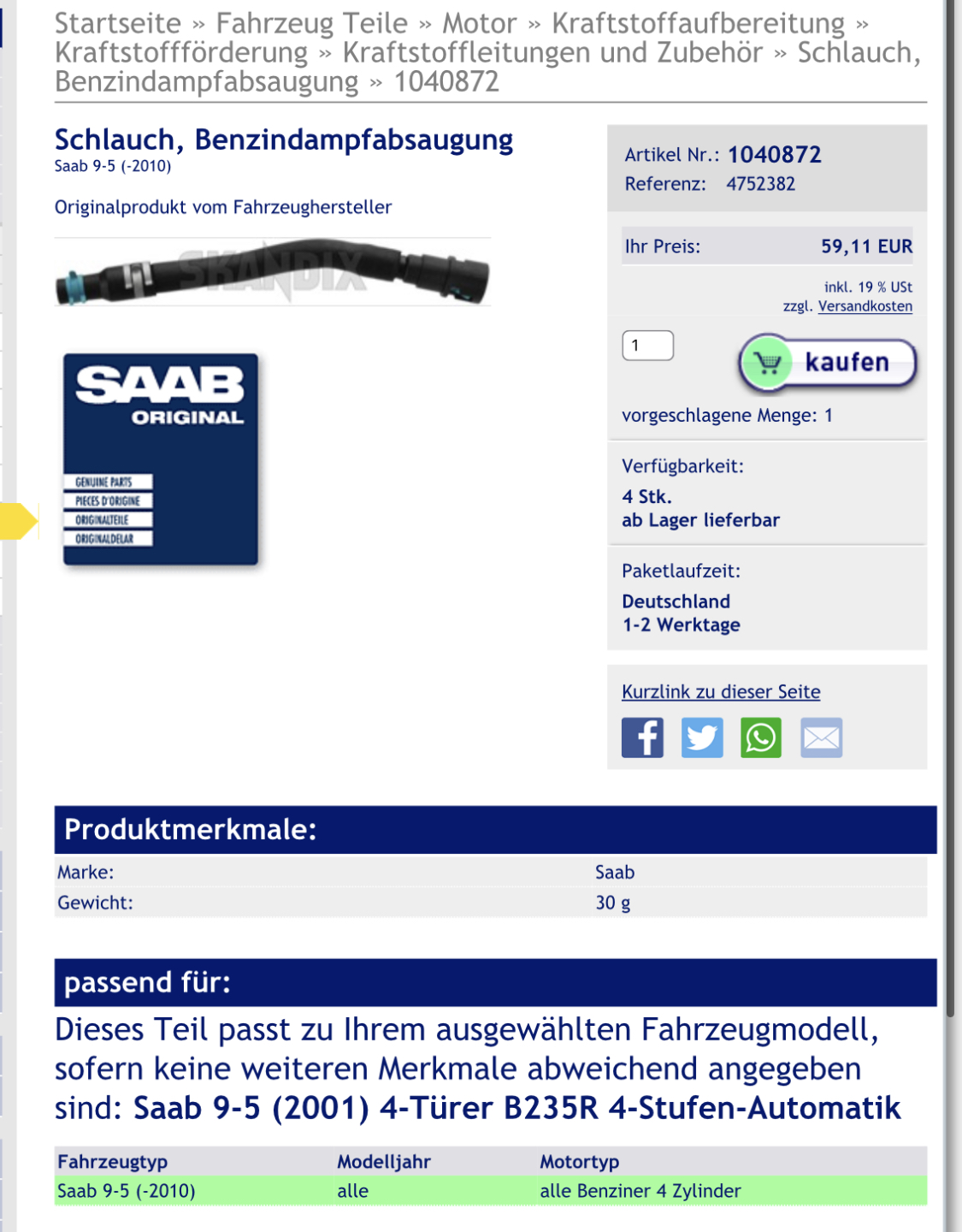 Benzindampfabsaugung - Rep.satz