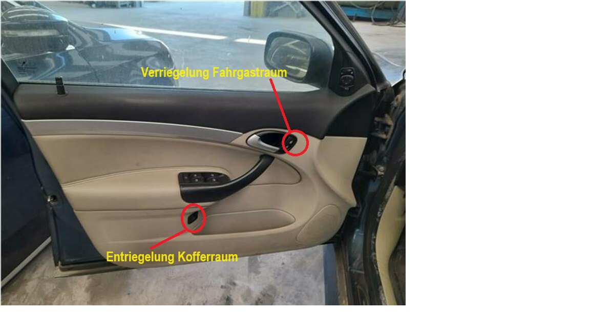 Schalter in Fahrertürverkleidung.
